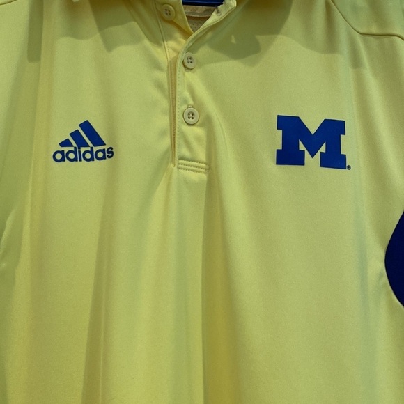 Adidas Yellow University of Michigan Short Sleeve Climalite Mesh Polo - Size M - Picture 4 of 7